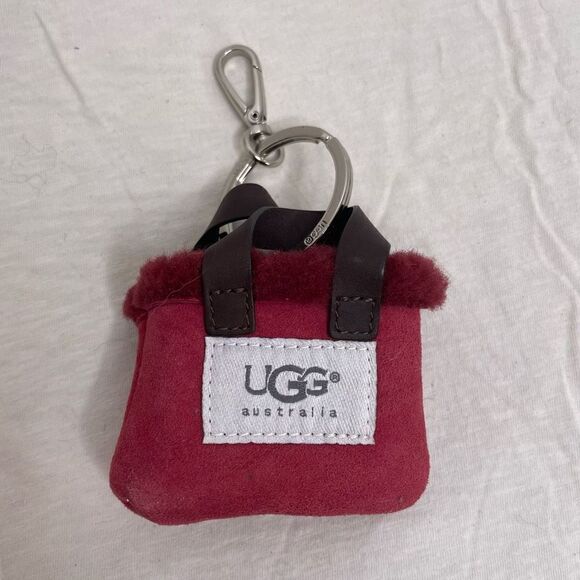 UGG Australia Red Charm Keychain Mini Micro Bag Clip Vintage Y2K Shearling Suede - Picture 5 of 5